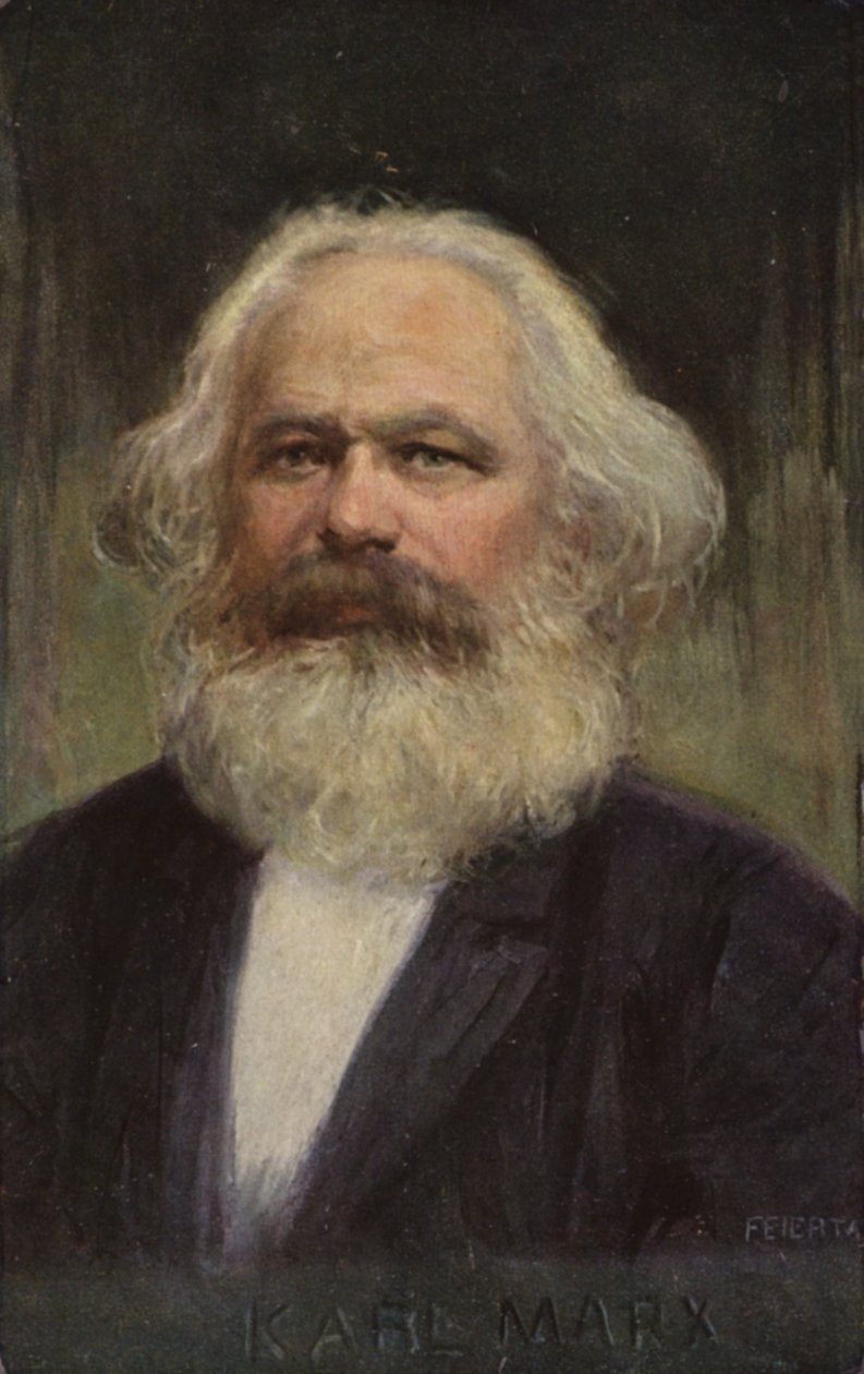 Karl Marx (1818-1883), filósofo, economista, historiador y teórico político alemán (litografía en color) de European School