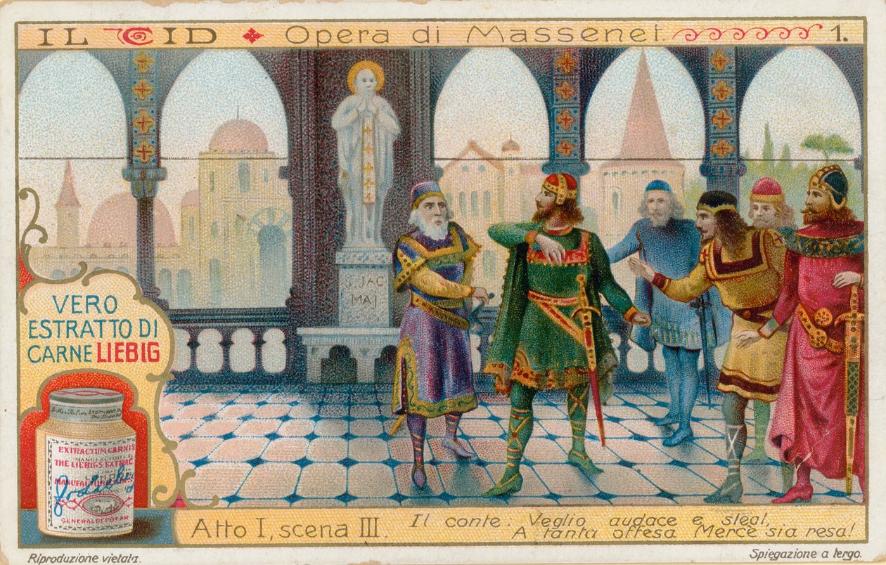 Le Cid de Massenet, tarjeta Liebig, principios del siglo XX (cromo) de European School