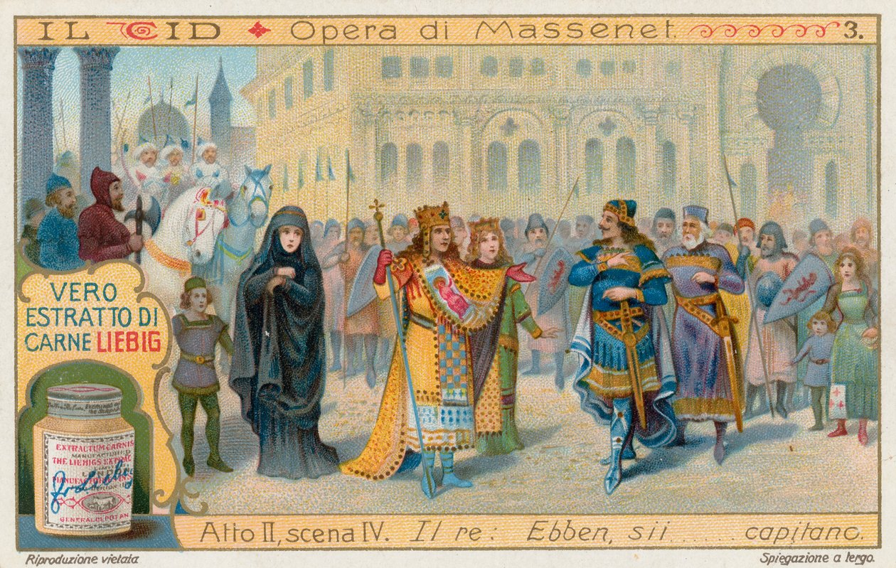Le Cid de Massenet, tarjeta Liebig, principios del siglo XX (cromo) de European School