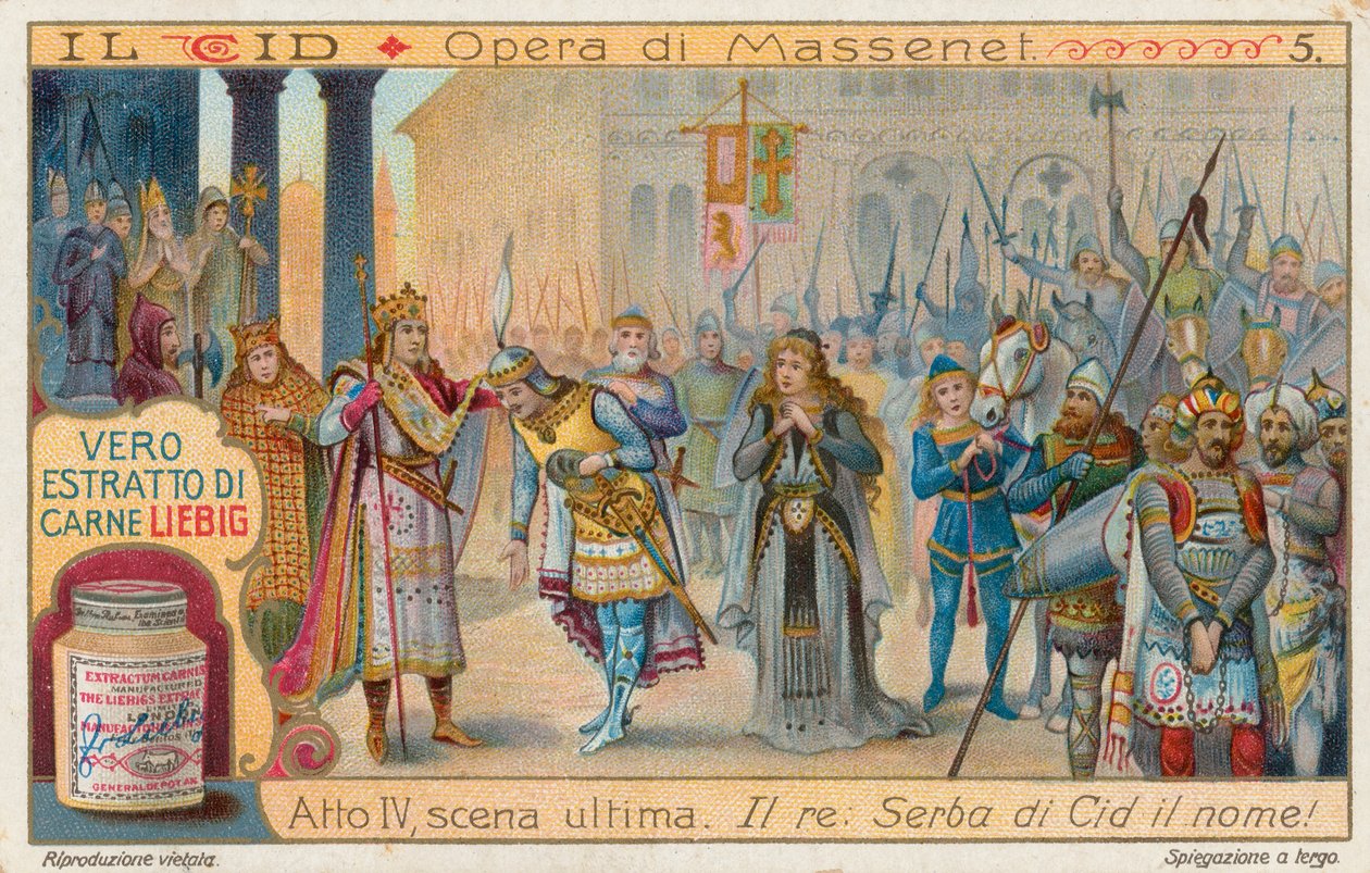 Le Cid de Massenet, tarjeta Liebig, principios del siglo XX (cromo) de European School