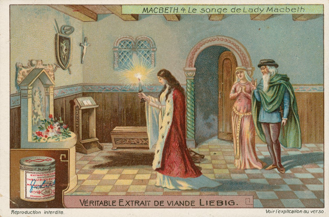 Macbeth, tarjeta Liebig, principios del siglo XX (cromo) de European School
