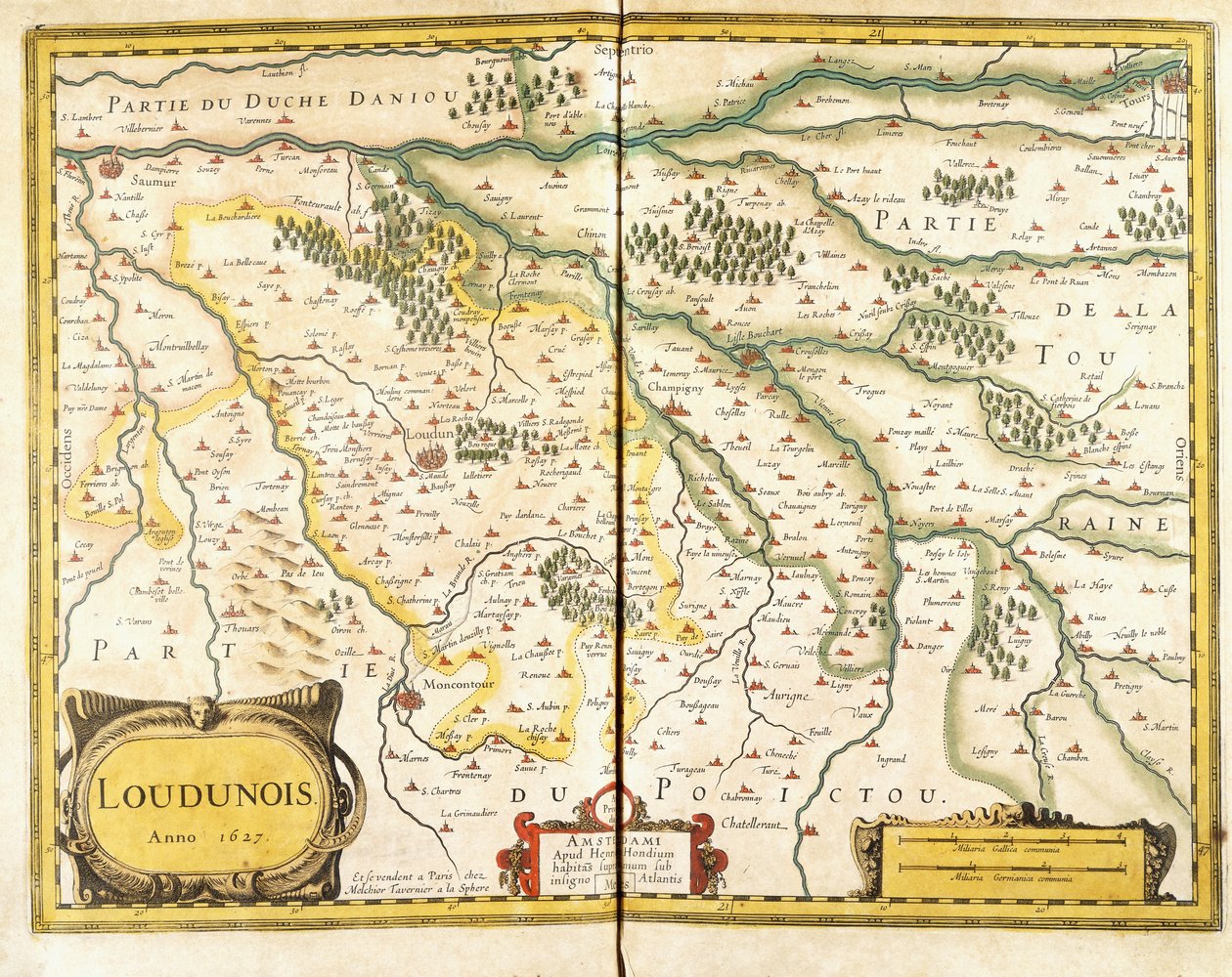 Mapa de Loudunois en 1627, 1631 de European School
