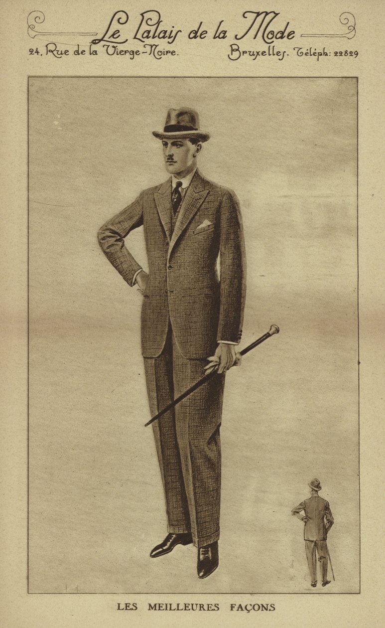 Moda masculina hacia 1930 (litografía) de European School