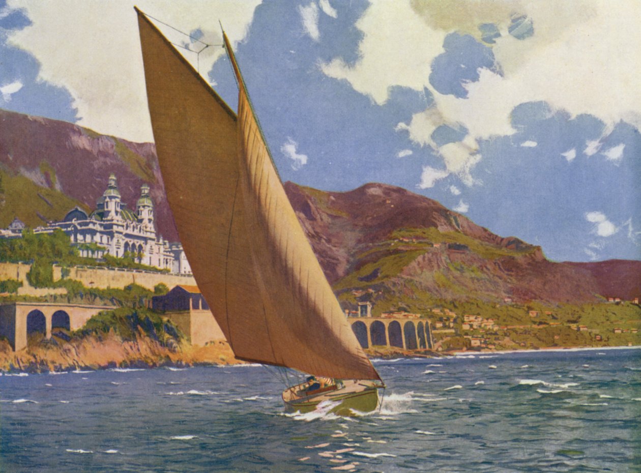Monte-Carlo, The Yacht Race (litografía en color) de European School