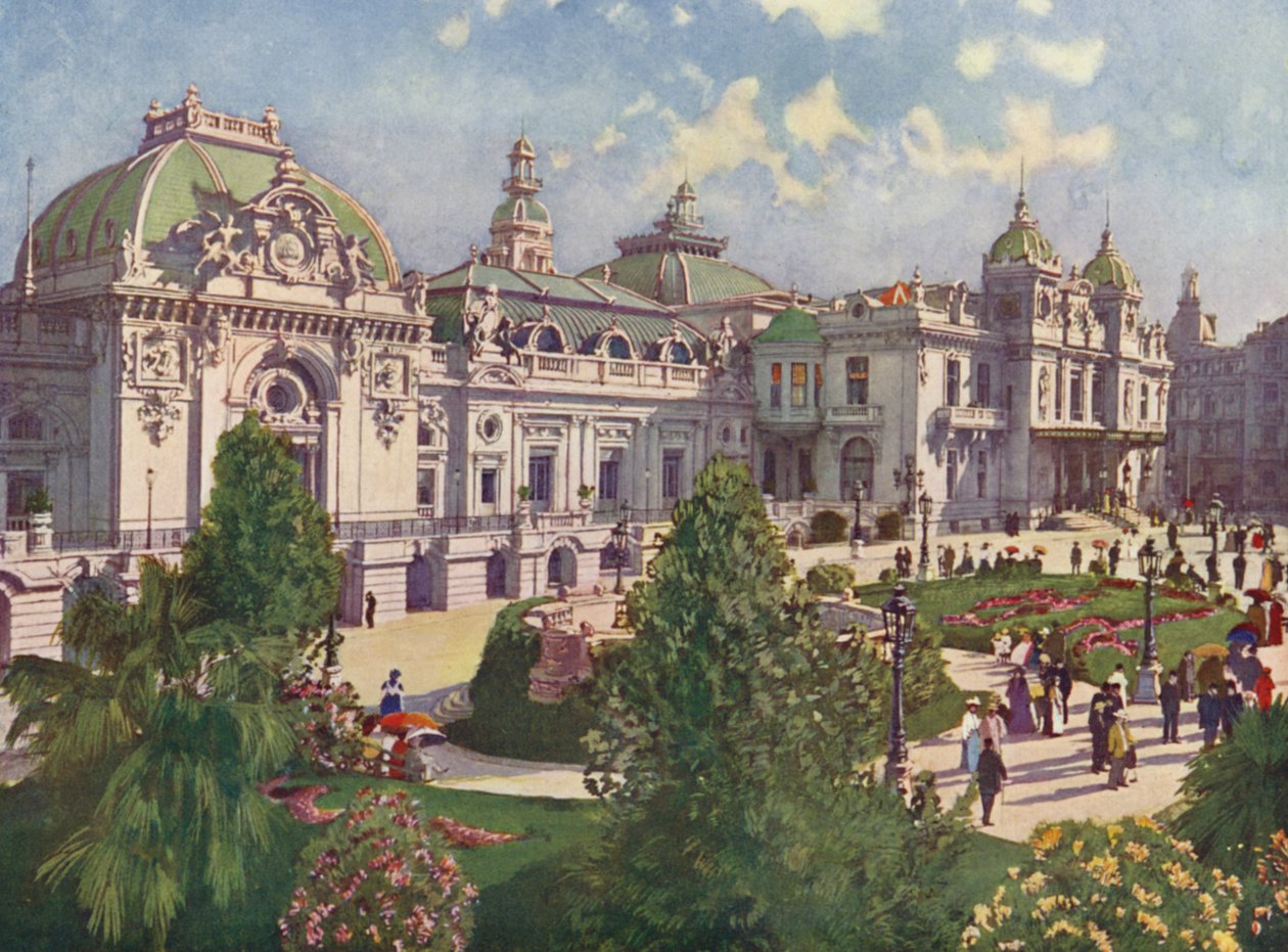 Monte-Carlo, Fachada del Casino (litografía en color) de European School
