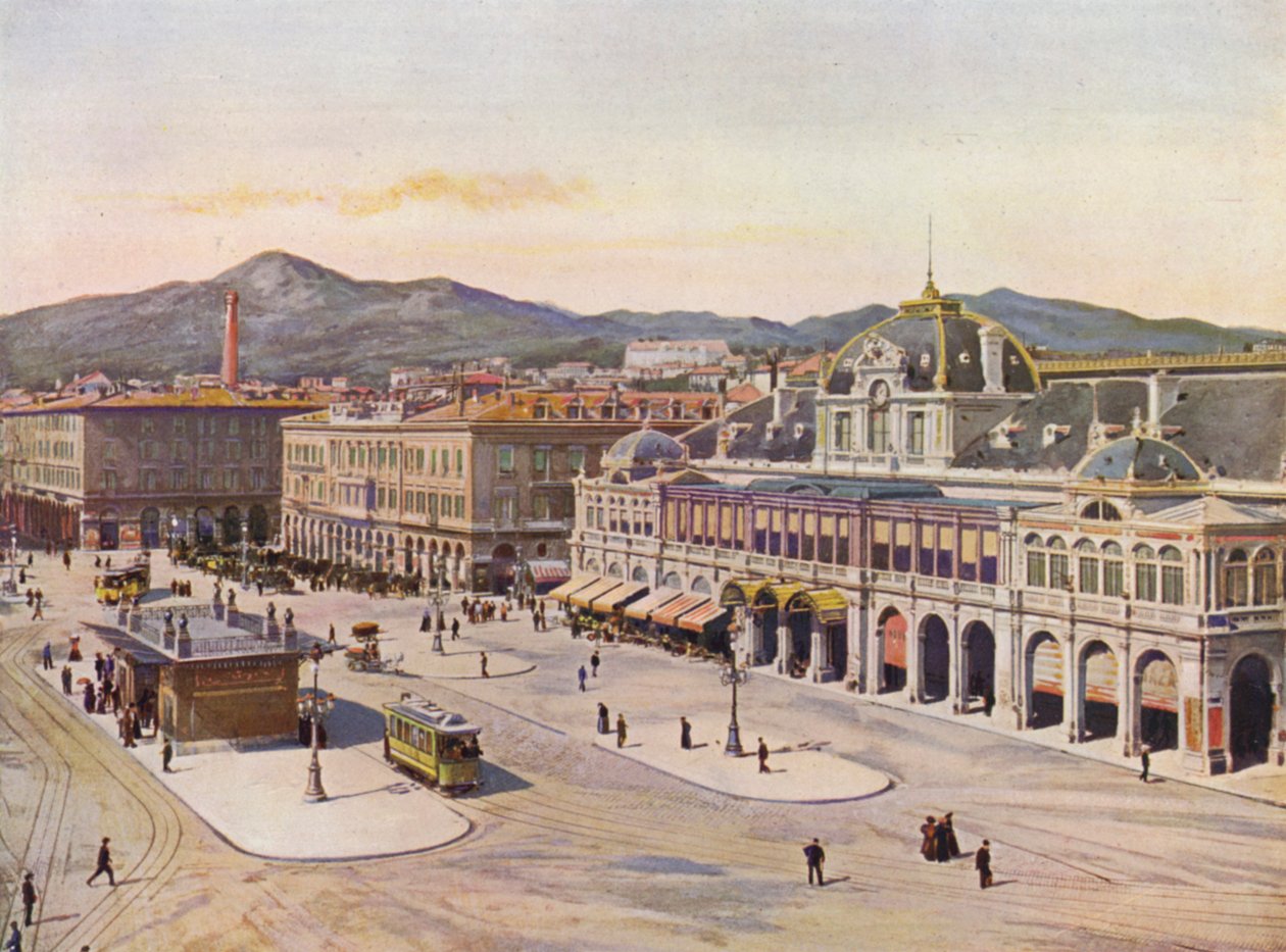 Niza, Place Massena (litografía en color) de European School