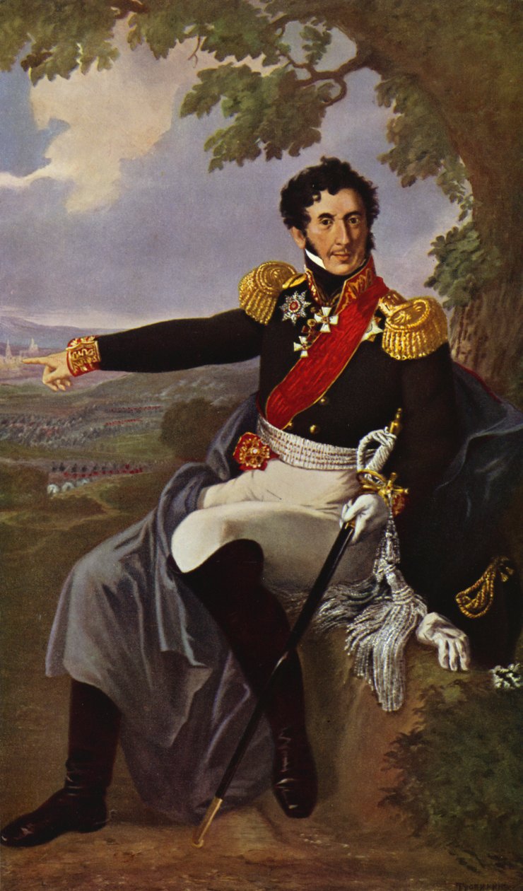 Retrato del príncipe Bagration (litografía en color) de European School
