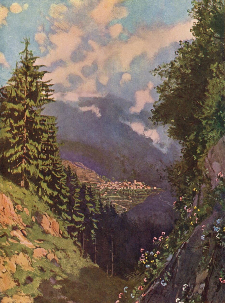 Saint-Martin-Vesubie, Vista general (litografía en color) de European School