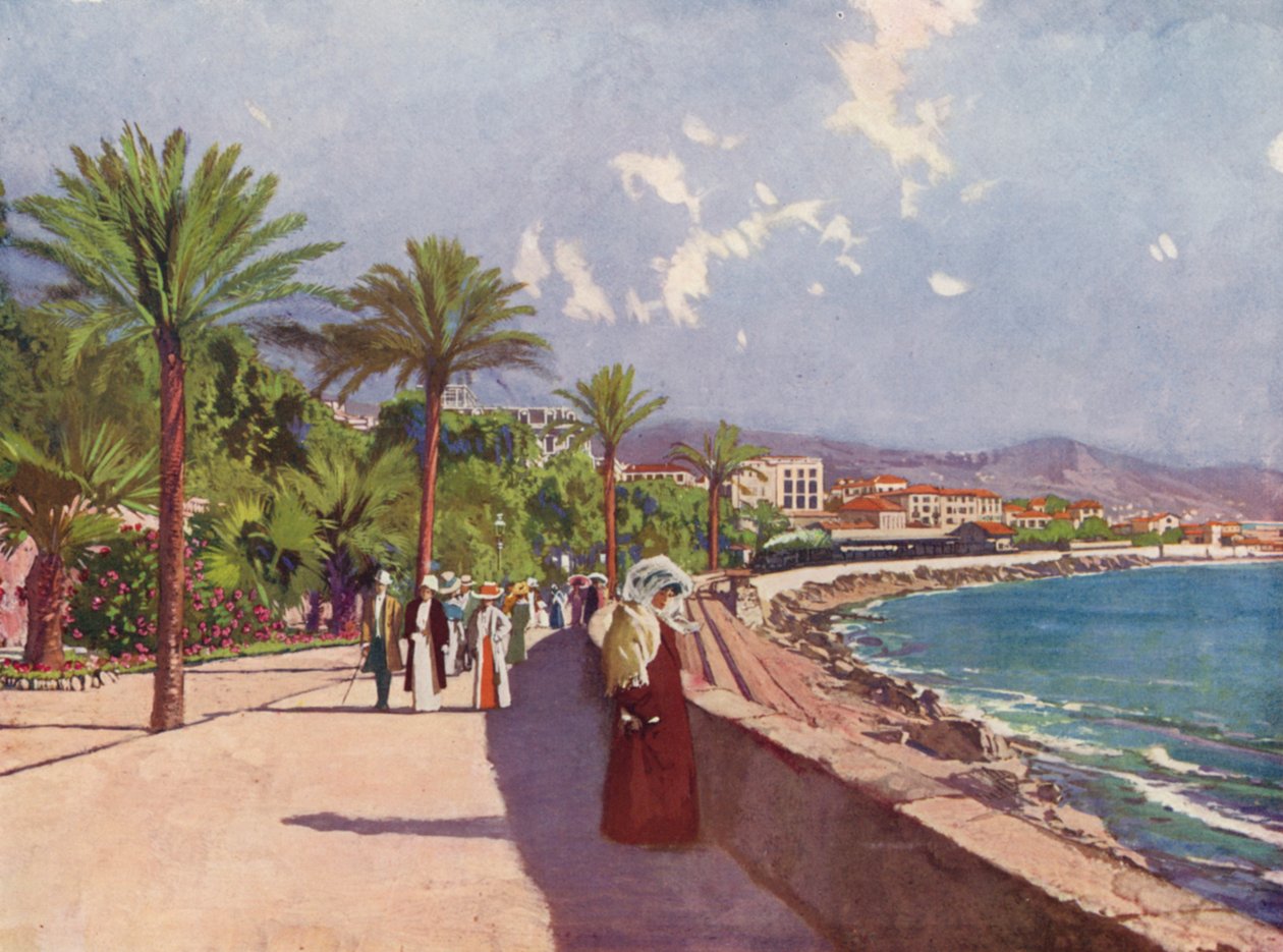 San-Remo, La Promenade (litografía en color) de European School