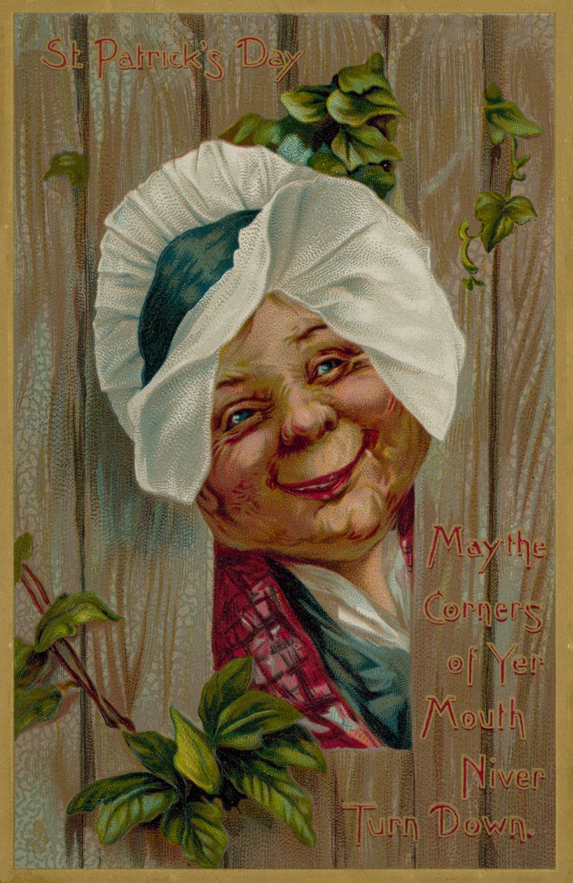 Tarjeta de felicitación del Día de San Patricio (litografía en color) de European School