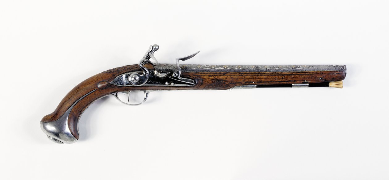 Par de pistolas de montura de acero "de silla" Lafayette-Washington, c.1775-76 de European School
