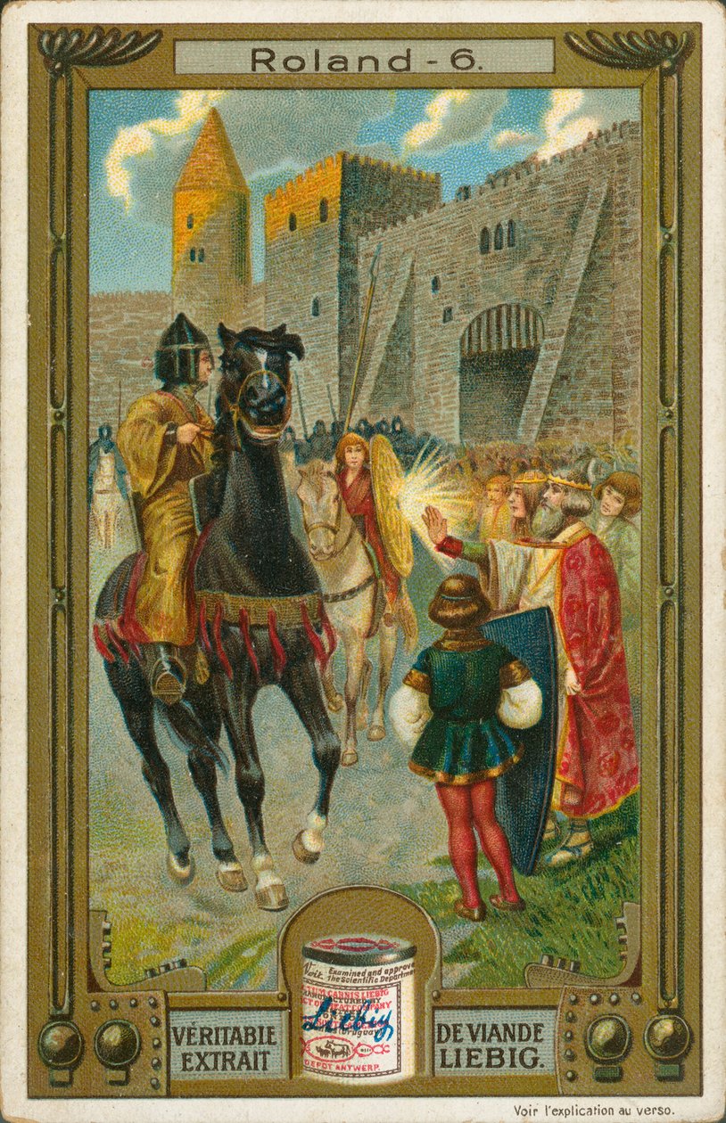 La historia de Roland, tarjeta Liebig, principios del siglo XX (cromo) de European School