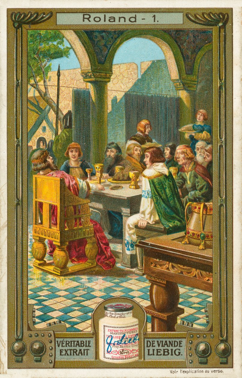 La historia de Roland, tarjeta Liebig, principios del siglo XX (cromo) de European School