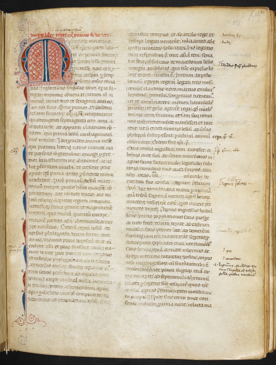 Tito Livio, Ab Urbe condita (el "Códice Aginnensis"), f.223r, c.1325-29 (códice en pergamino) de European School