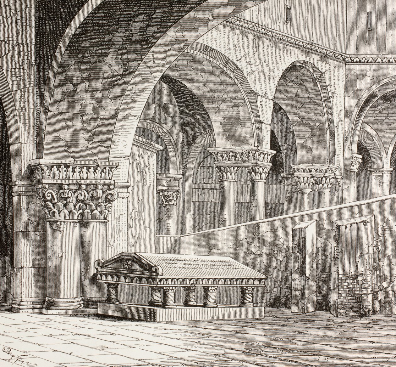 Tumba de Godofredo de Bouillón en la Iglesia del Santo Sepulcro, Jerusalén, c.1880 de European School