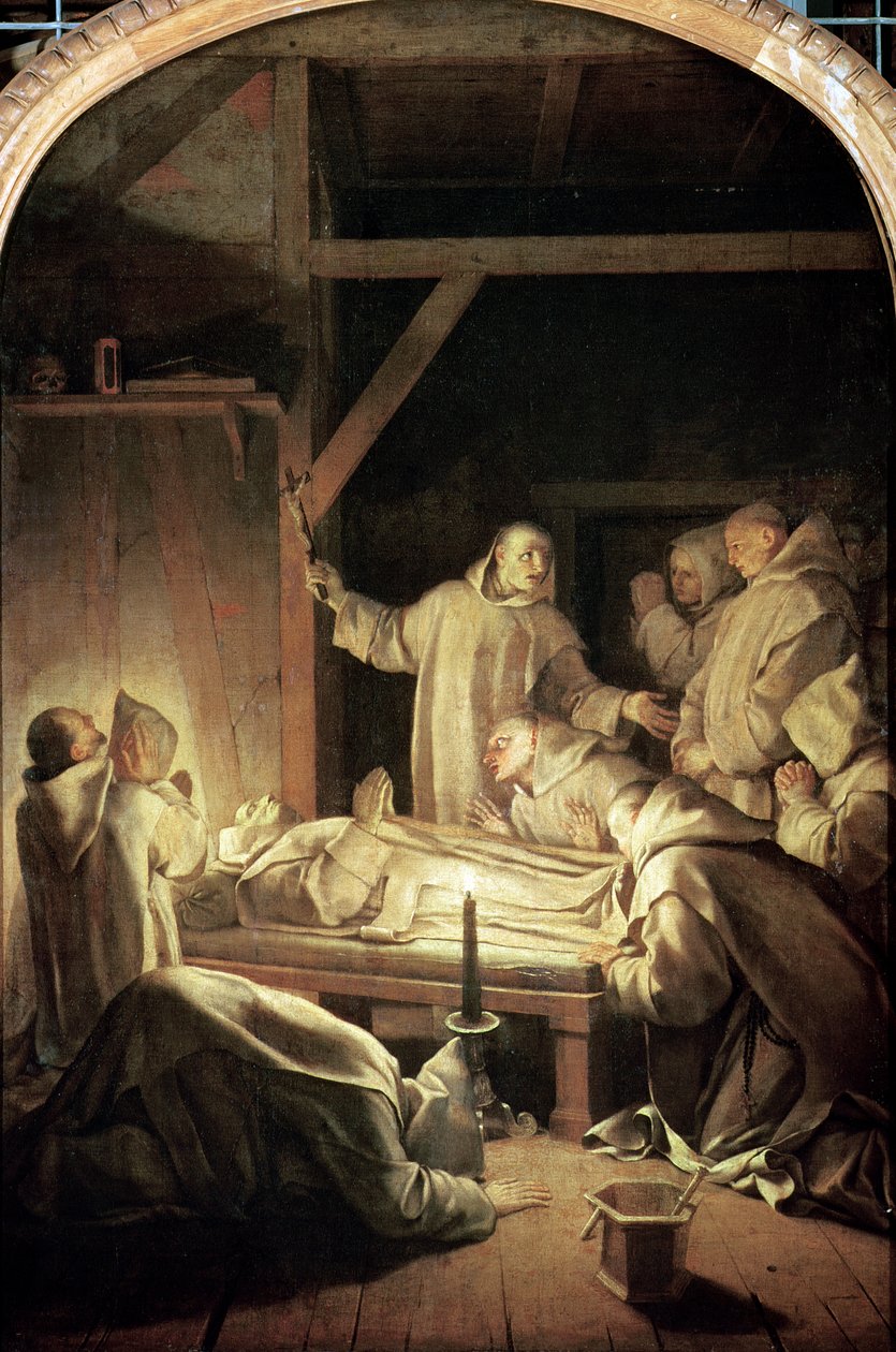 La muerte de San Bruno (1030-1101) 6 de octubre de 1101, 1645-48 de Eustache Le Sueur