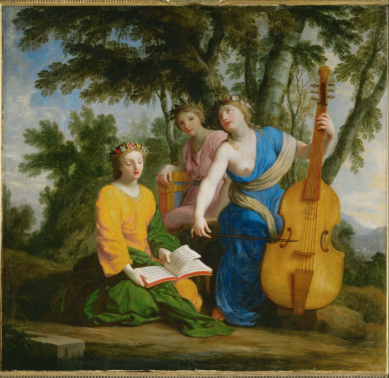 Melpómene, Erato y Polimnia ... de Eustache (studio of) Le Sueur