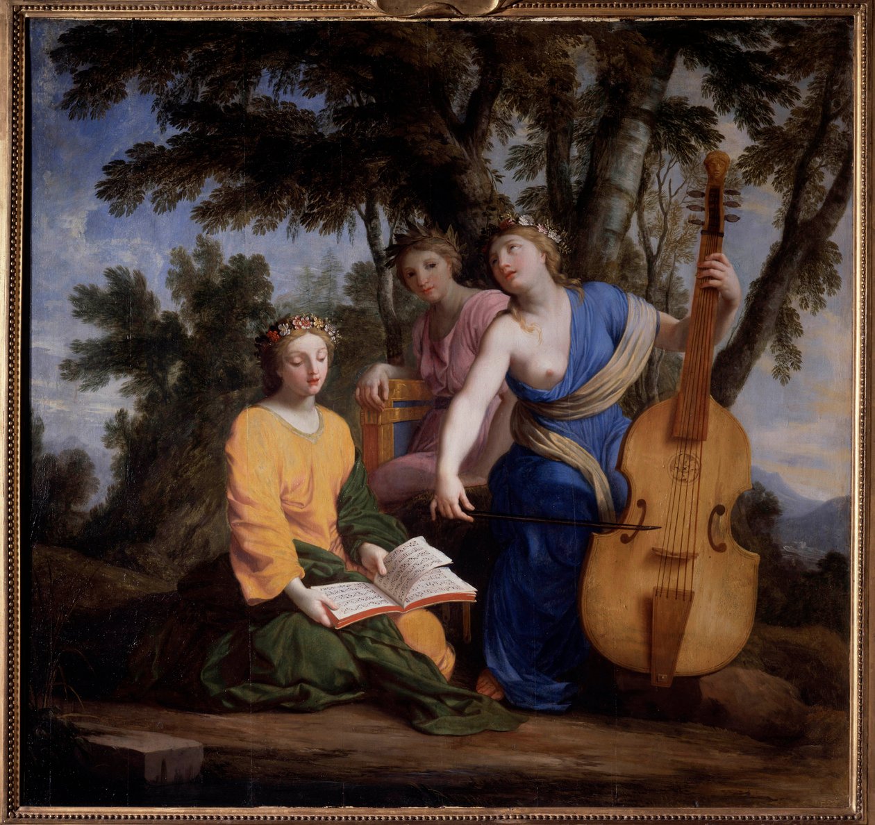 Representación de las tres musas Melpómene, Erato y Polimnia de Eustache (studio of) Le Sueur