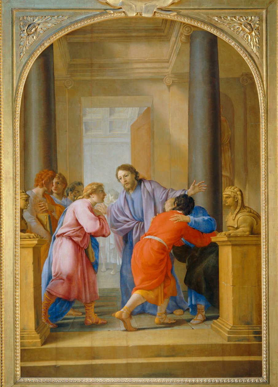 San Bruno pide a sus discípulos y amigos que abandonen el mundo - San Bruno pide a sus discípulos y amigos que abandonen el mundo ... de Eustache (studio of) Le Sueur