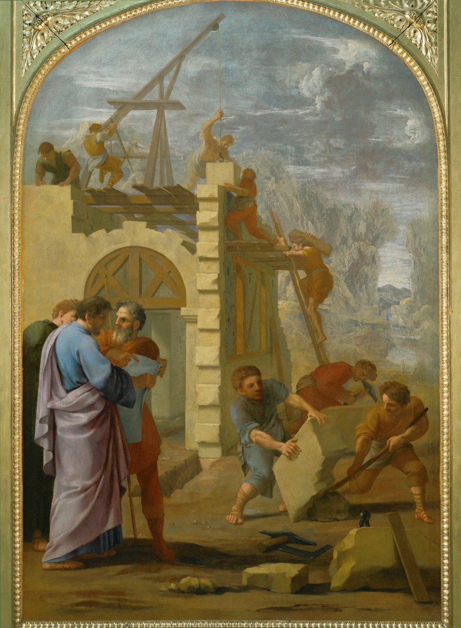 Saint Bruno fait construire le monastere - San Bruno ordena construir el monasterio ... de Eustache (studio of) Le Sueur