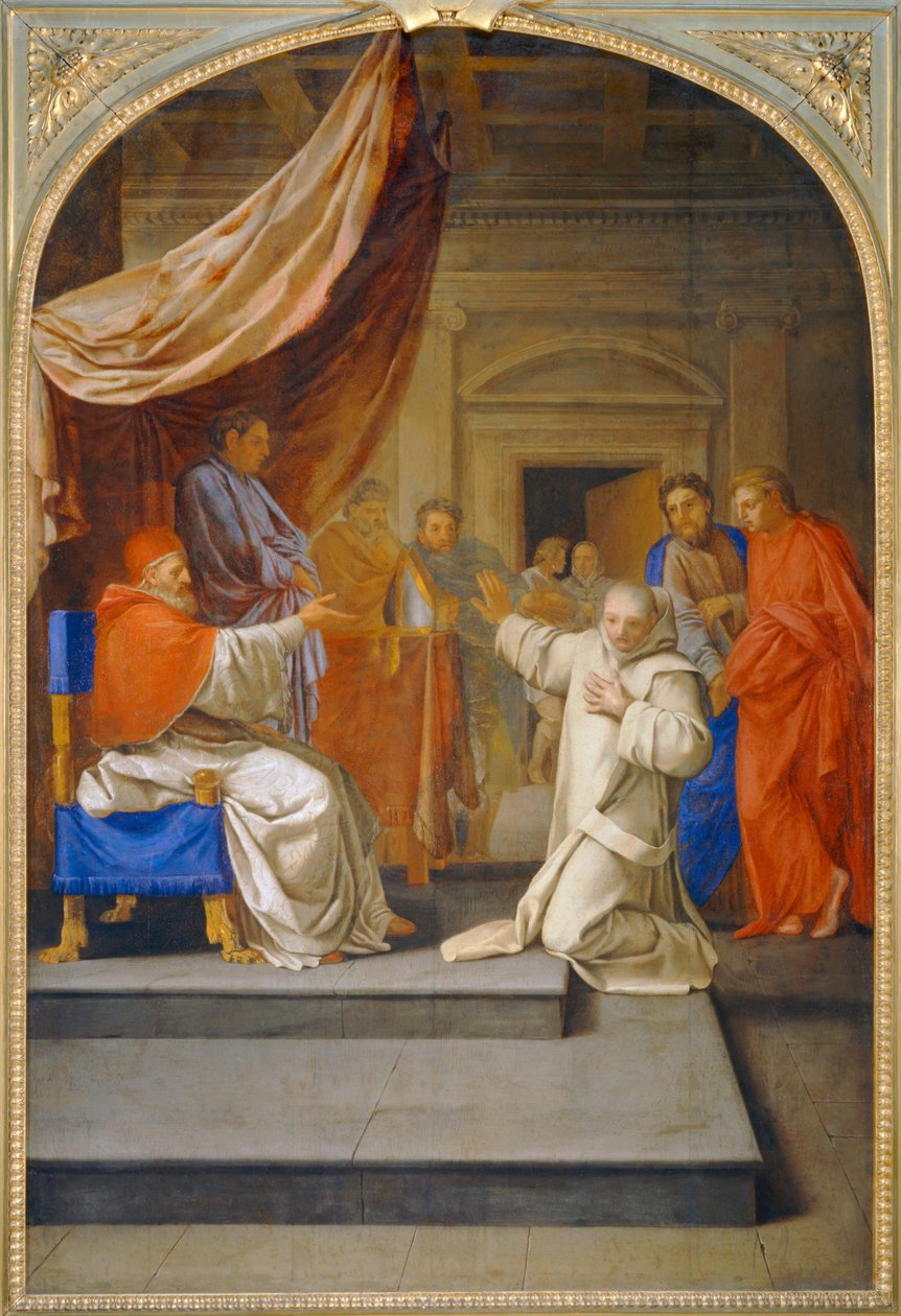 San Bruno rechaza el episcopado de Reggio que le ofrece Urbano II - San Bruno rechaza el episcopado de Reggio que le ofrece Urbano II ... de Eustache (studio of) Le Sueur