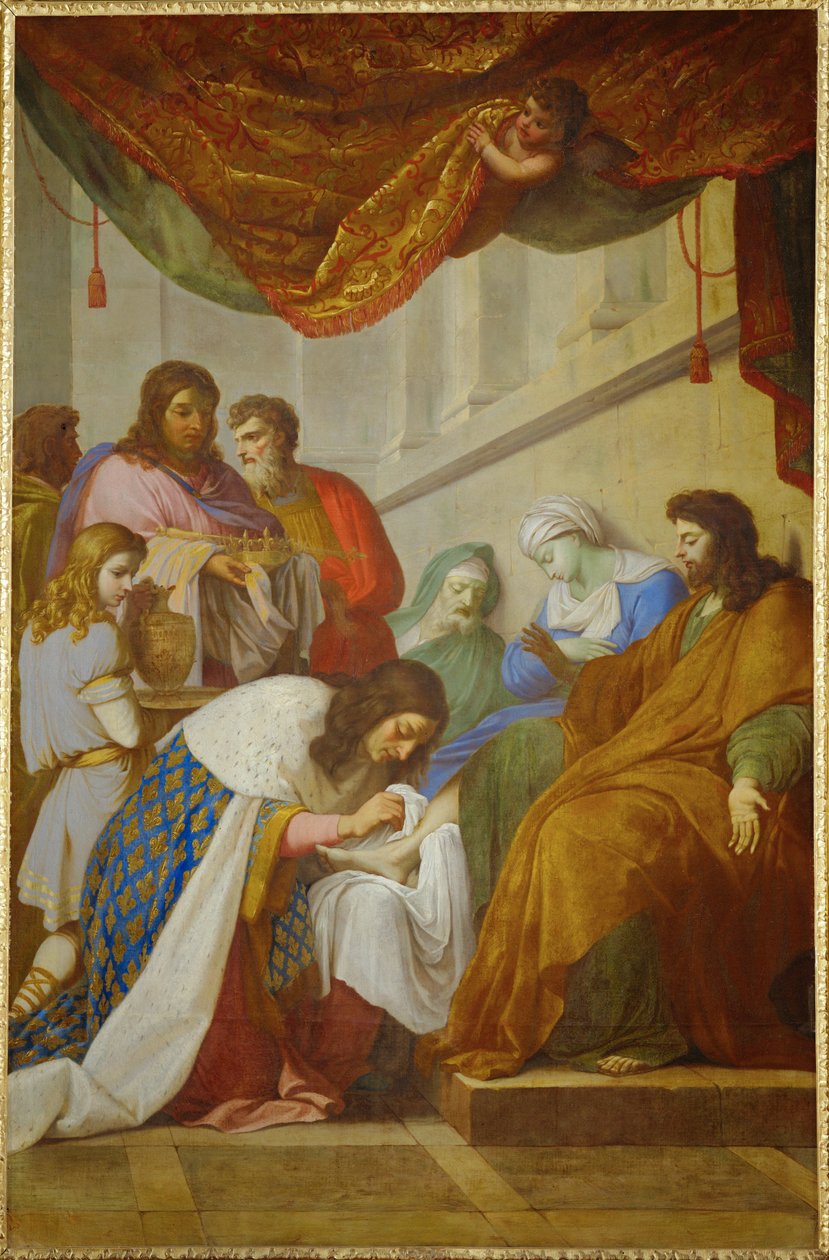 Saint Louis soignant les malades - San Luis ... (pintura sobre lienzo) de Eustache Le Sueur