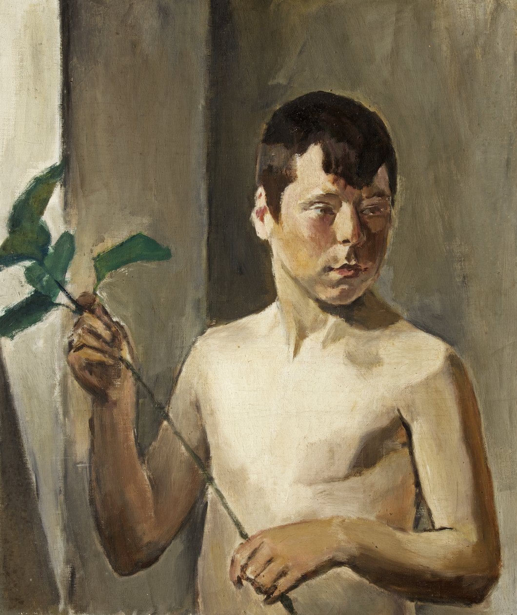 Niño con hoja de Evan John Walters