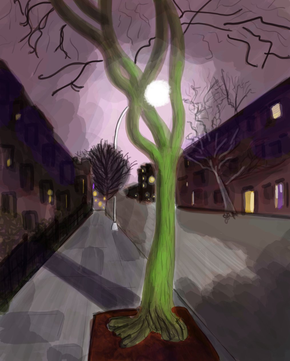 11th Street At Night, Brooklyn (arte digital) de Evan Sklar