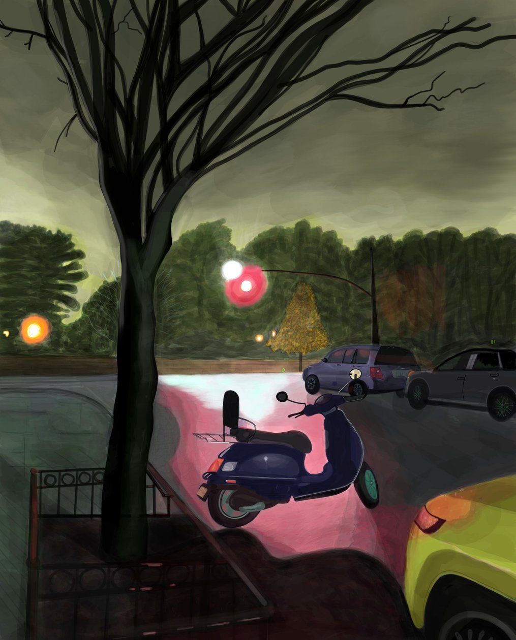 2:45 A.M7th Street y Prospect Park West (arte digital) de Evan Sklar