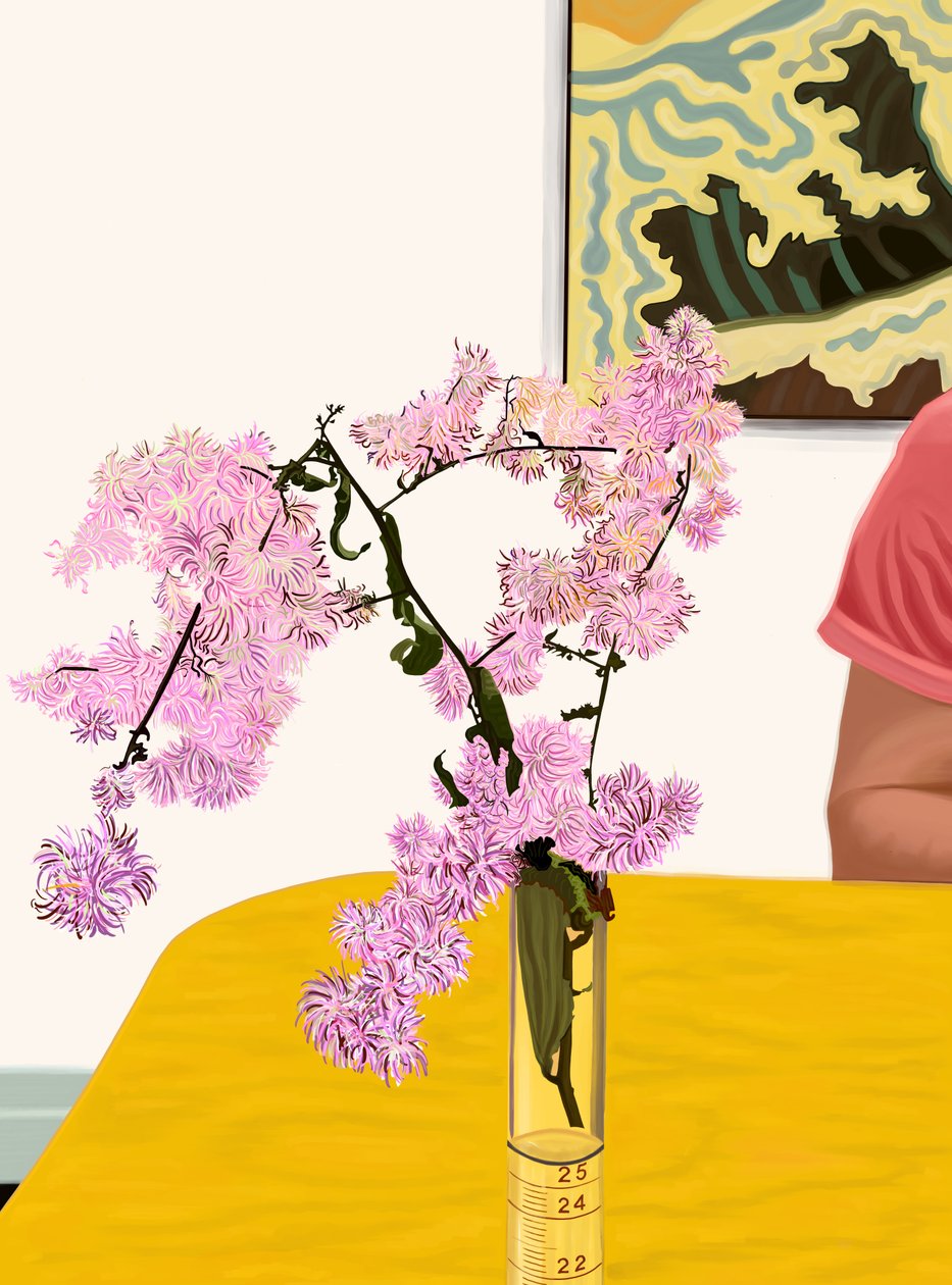 Asters on Dining Table (arte digital) de Evan Sklar