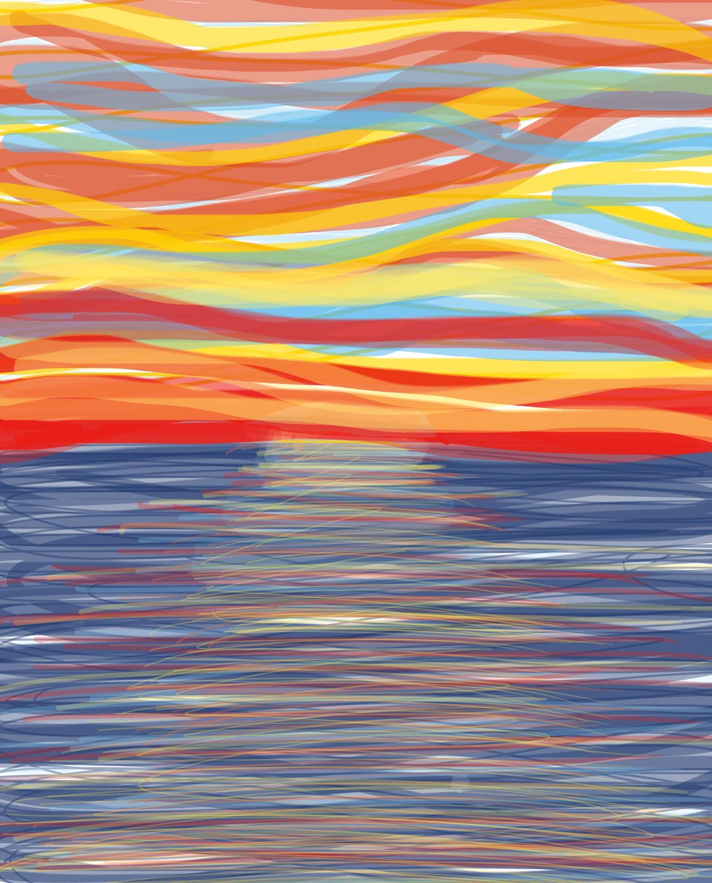 Océano Atlántico, 2018 (dibujado a mano en un iPad con un lápiz de Apple) de Evan Sklar