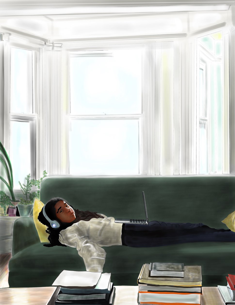Ava On Couch, Brooklyn (arte digital) de Evan Sklar