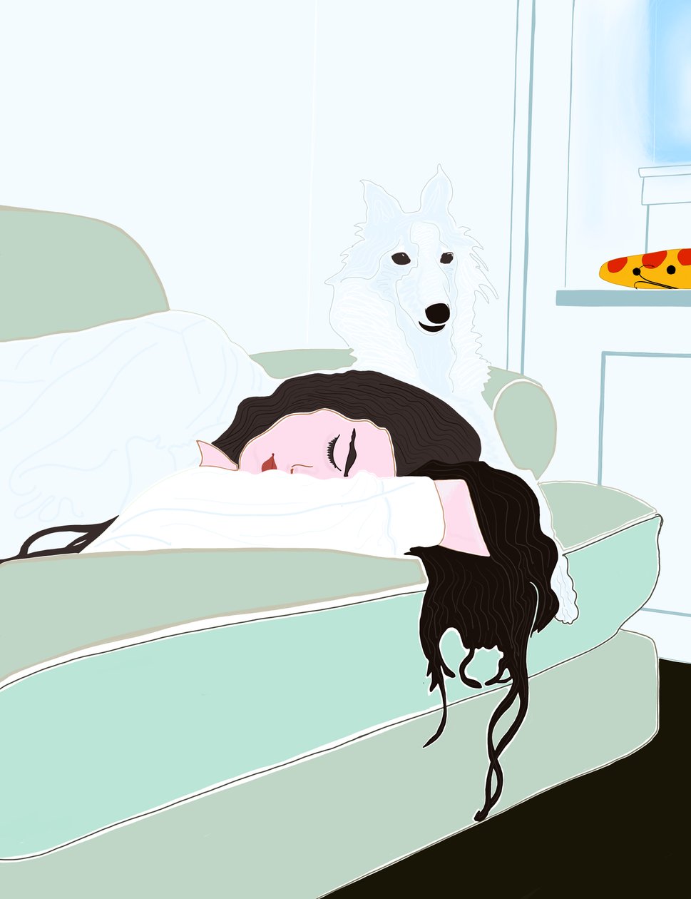 Ava y Minnie durmiendo la siesta (arte digital) de Evan Sklar