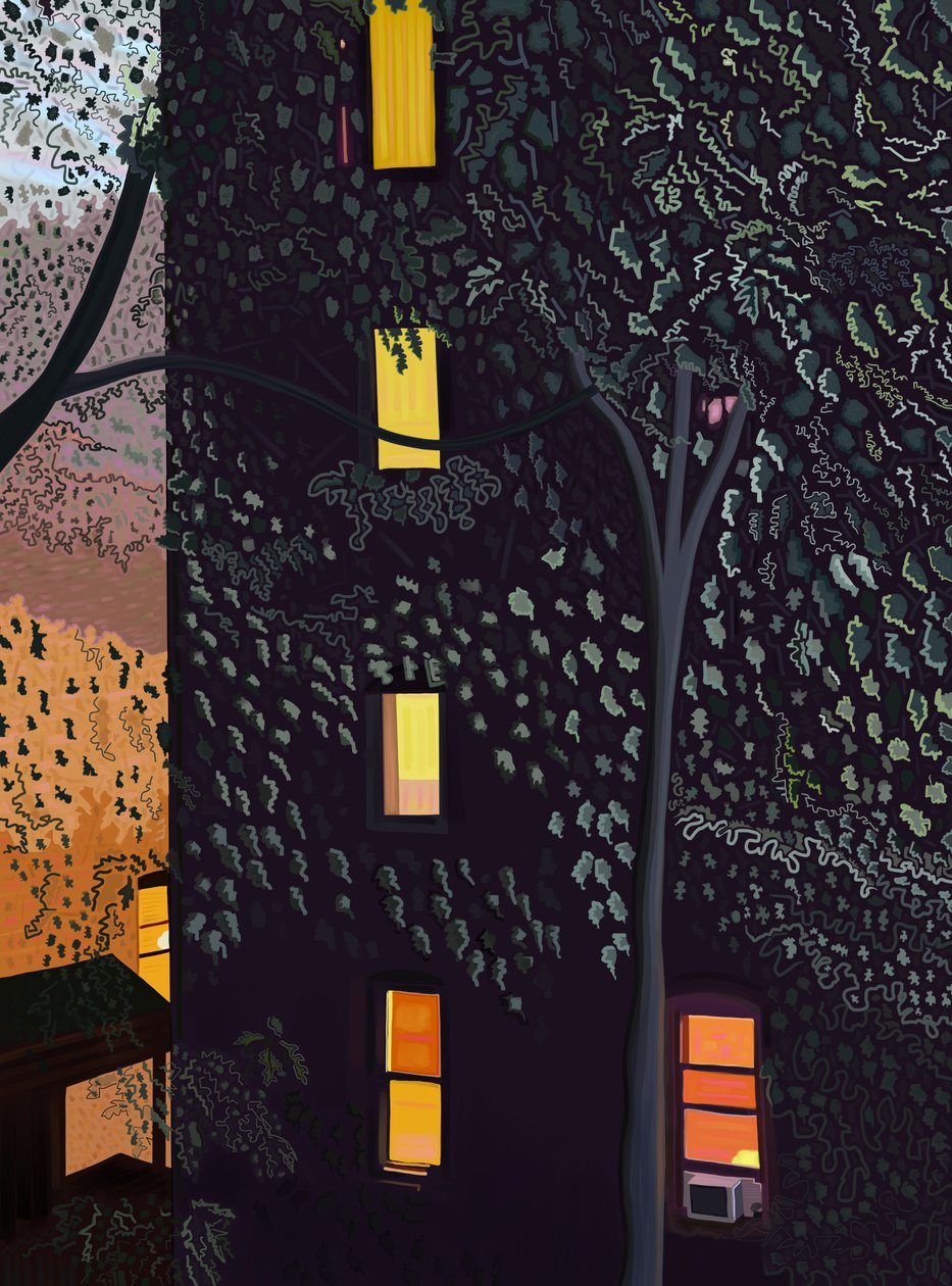 Backs of Buildings At Night Brooklyn (arte digital) de Evan Sklar