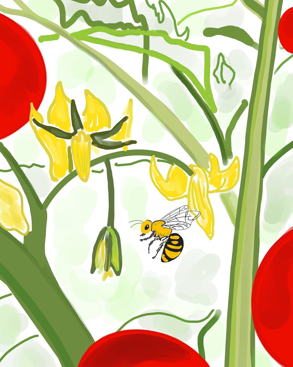 Abeja en la vid (arte digital) de Evan Sklar