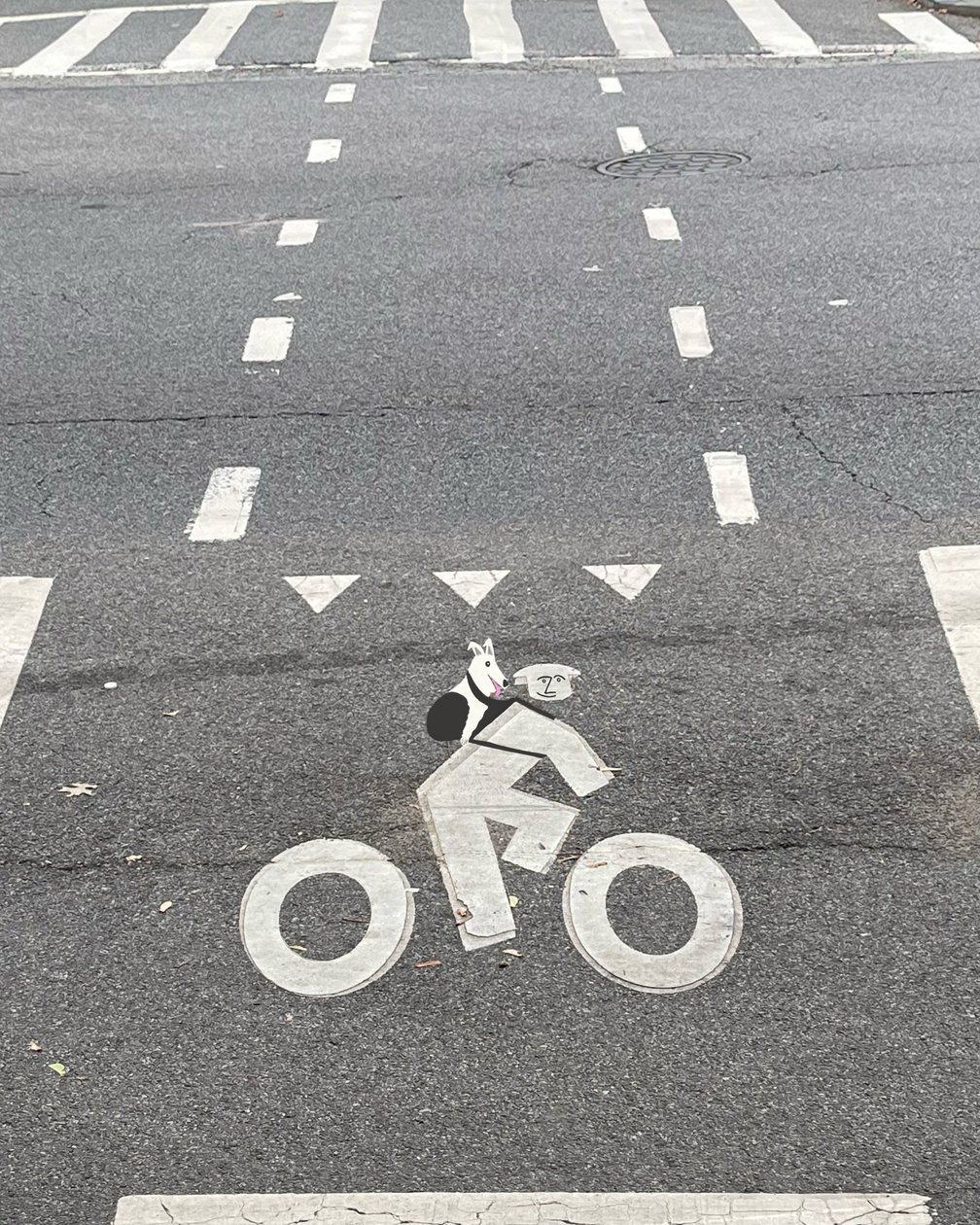 Señalización de carril bici en la calle (arte digital) de Evan Sklar