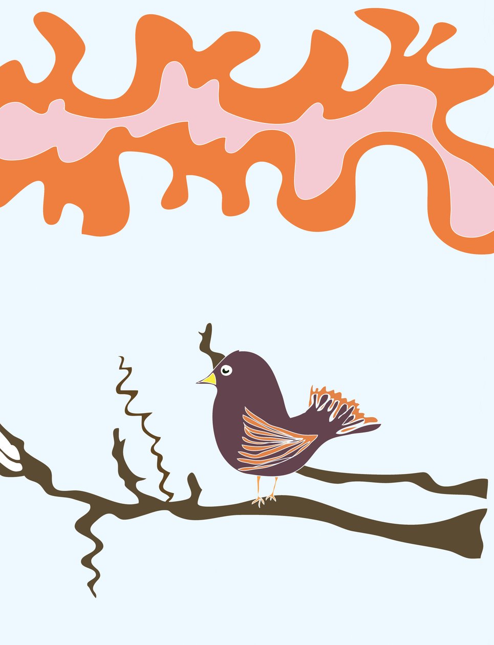 Bird On Branch, 2015 (dibujado a mano en un iPad con un lápiz Apple) de Evan Sklar
