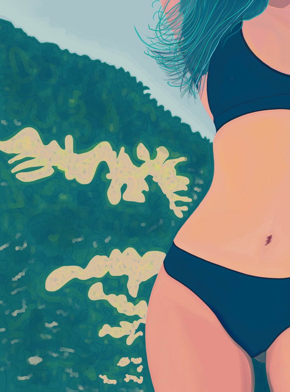Bikini azul, Brooklyn (arte digital) de Evan Sklar