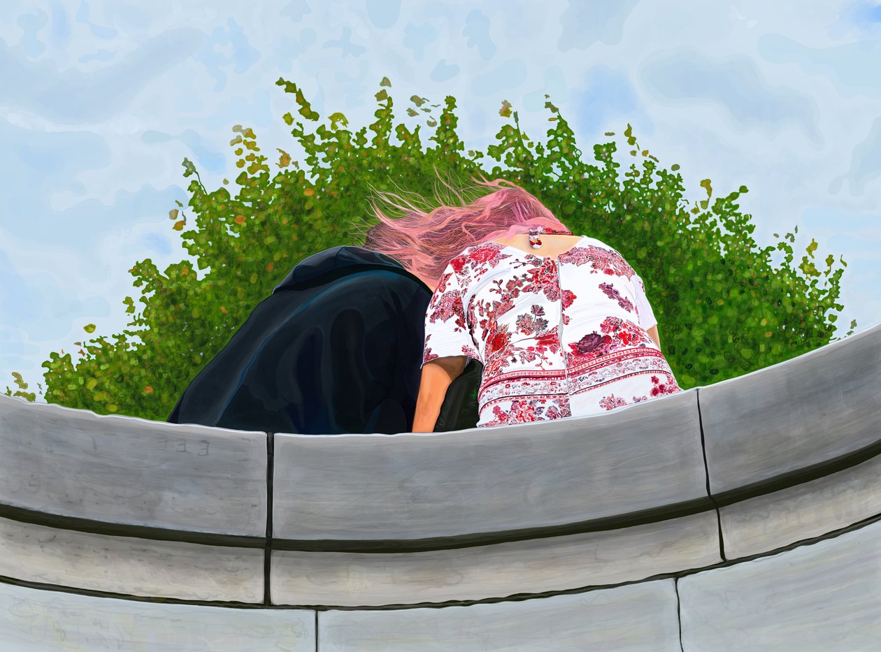 Pareja en el jardín de Toulleries (arte digital) de Evan Sklar