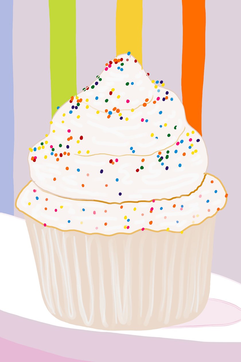 Cupcake con glaseado de vainilla y virutas, Brooklyn (arte digital) de Evan Sklar