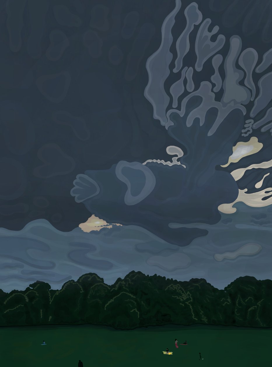 Atardecer y nubes, Prospect Park, Brooklyn (arte digital) de Evan Sklar