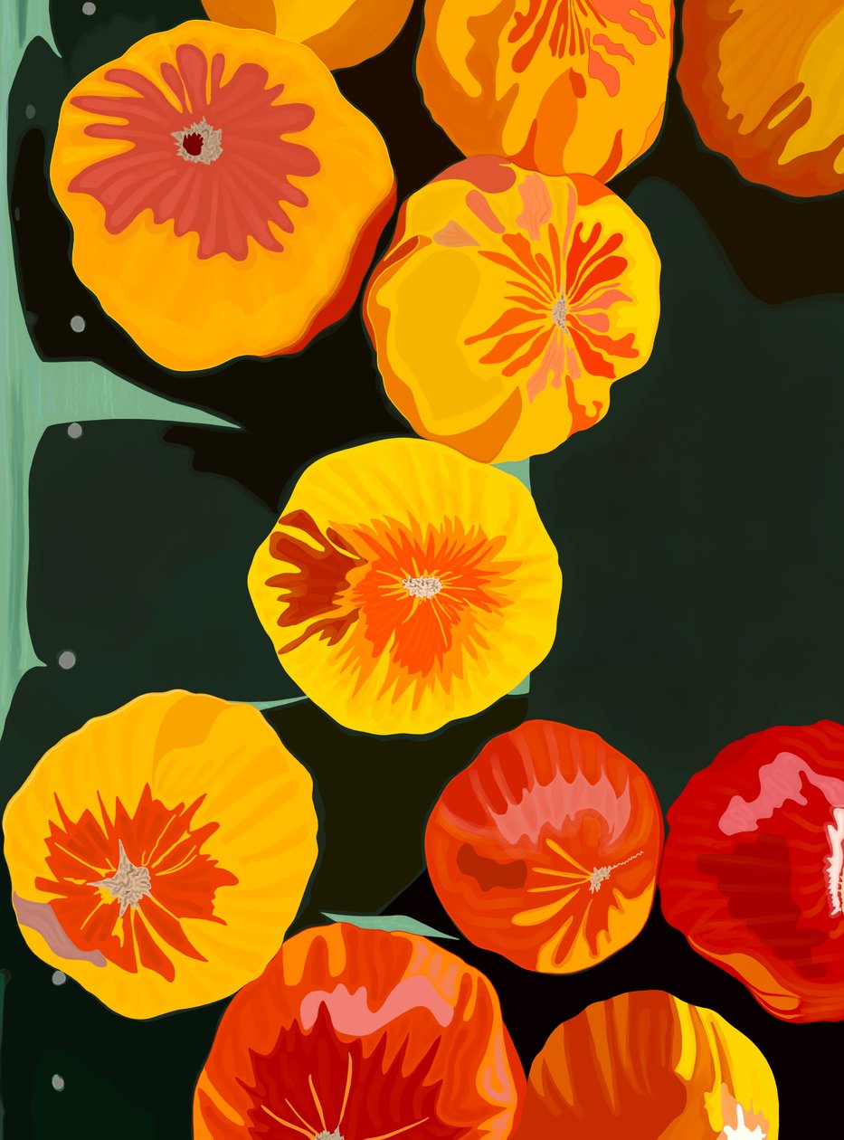 Once tomates en el mercado de Brooklyn (arte digital) de Evan Sklar