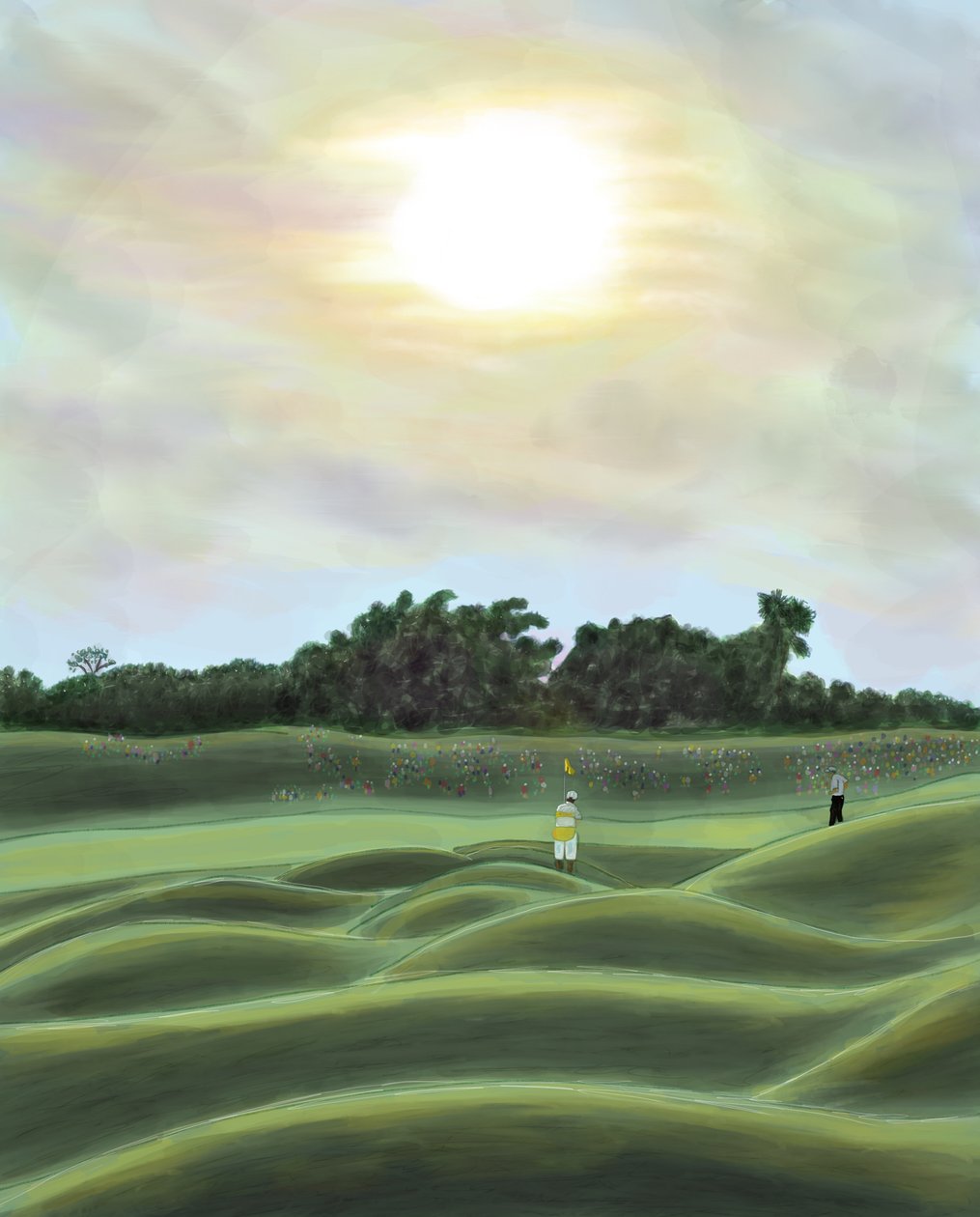Campo de golf y espectadores, Brooklyn (arte digital) de Evan Sklar