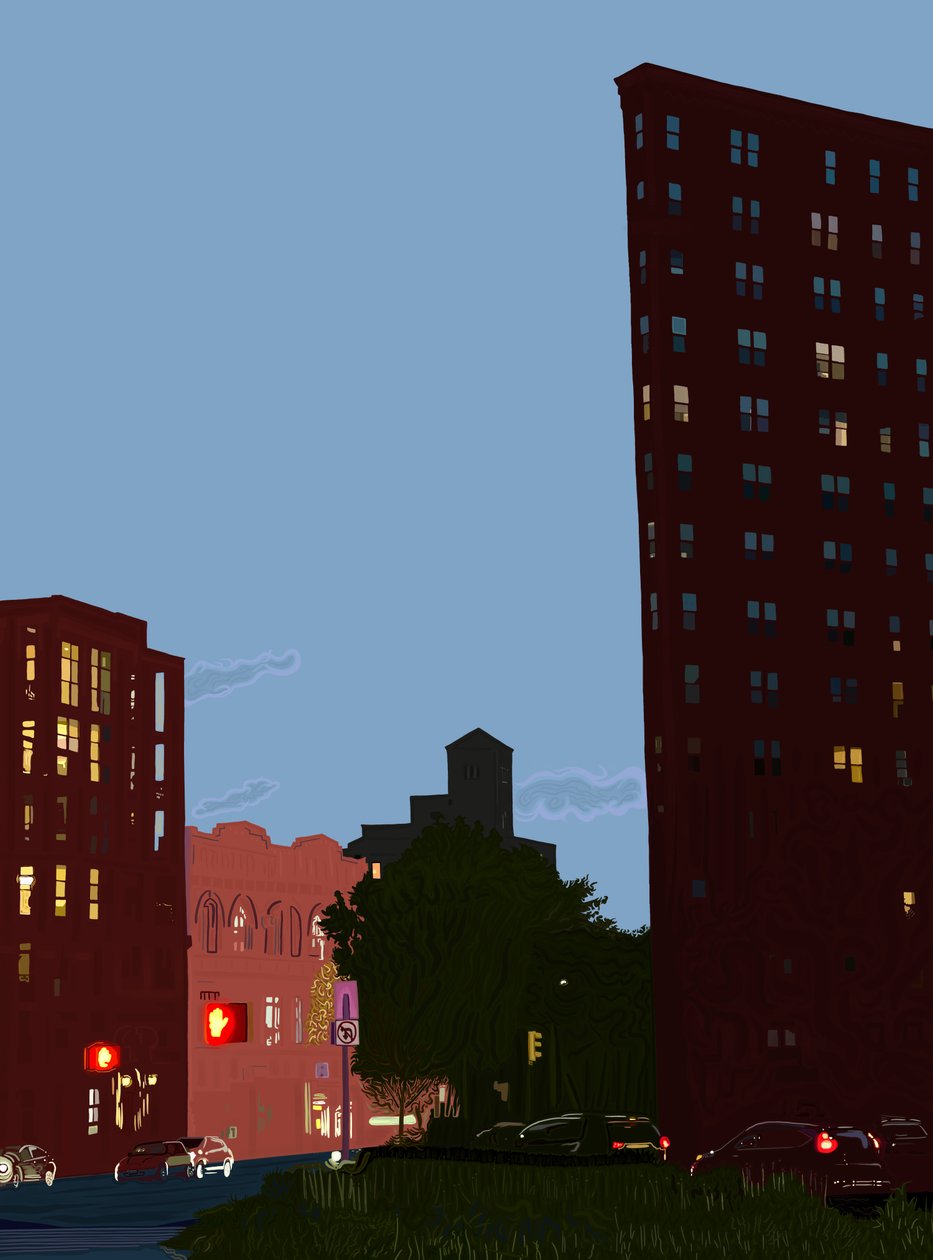 Grand Army Plaza al atardecer, c.2020-24 (arte digital) de Evan Sklar