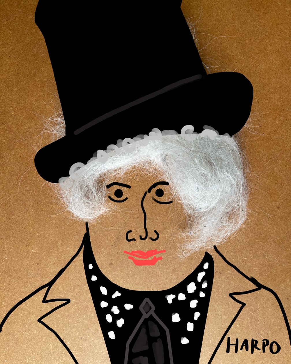 Harpo Marx (dibujo collage) de Evan Sklar