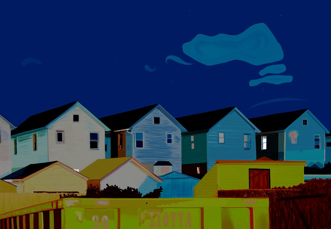 Casas en Queens (arte digital) de Evan Sklar