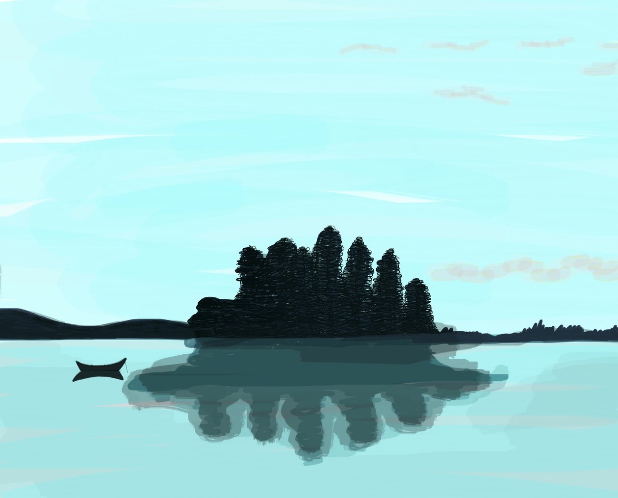 Lake In Maine, 2015 (dibujado a mano en un iPad con un lápiz Apple) de Evan Sklar