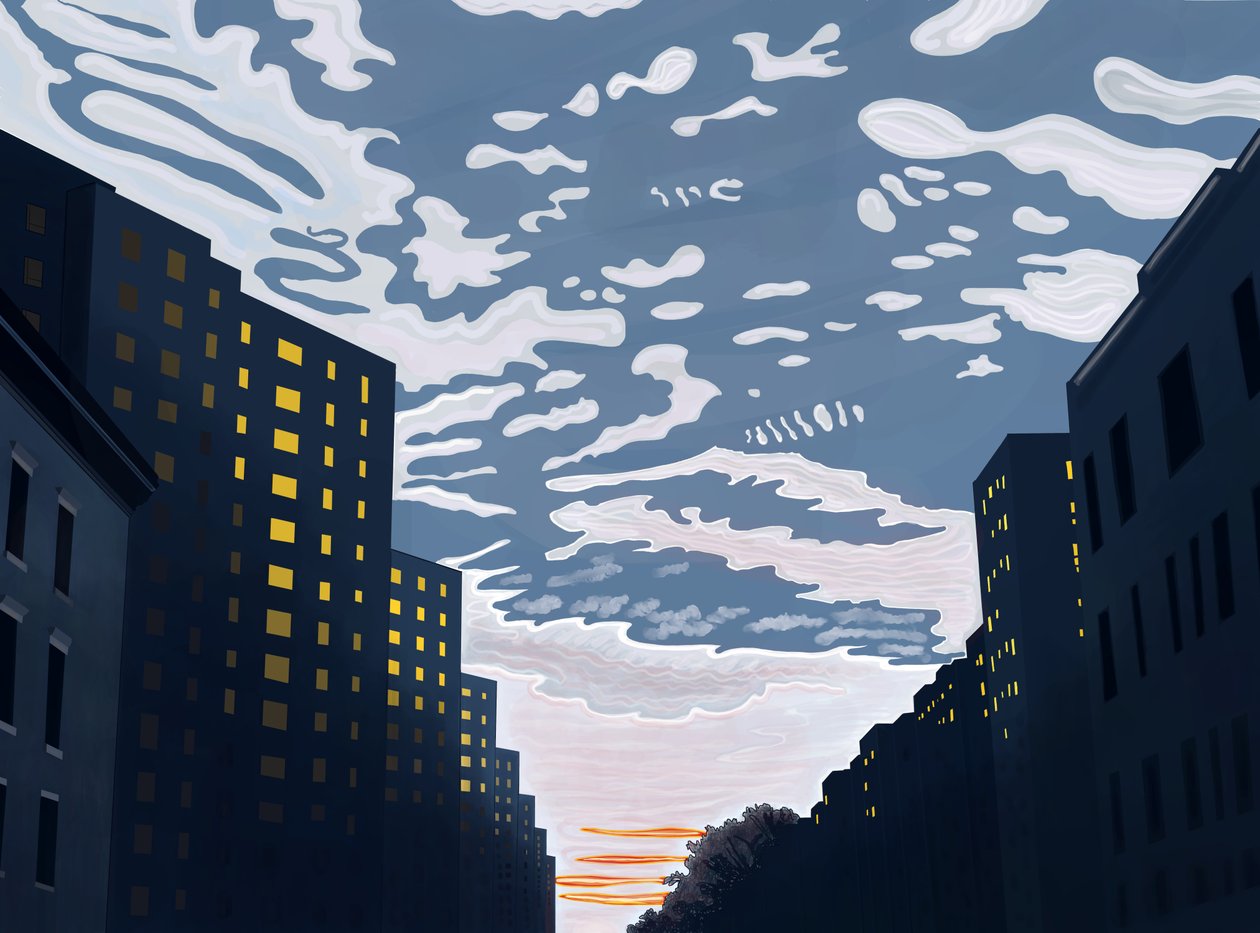 Mirando al este en la calle 20 (arte digital) de Evan Sklar