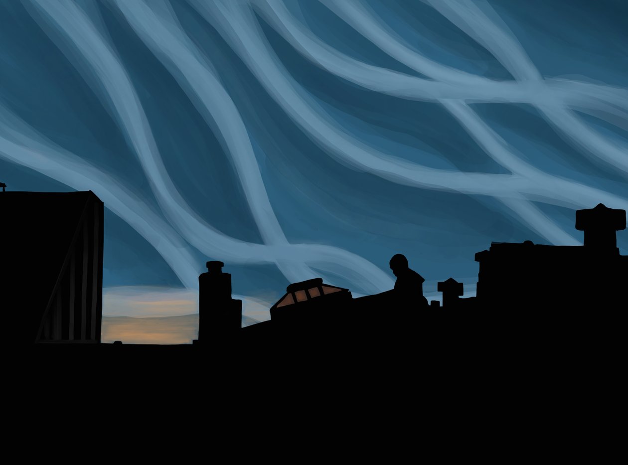 Man On Brooklyn Roof Top (arte digital) de Evan Sklar