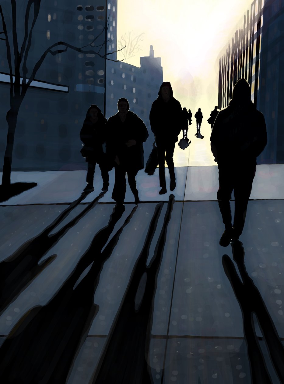 Manhattan Sidewalk (arte digital) de Evan Sklar